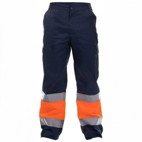 Pantalón de alta visibilidad azul marino y naranja