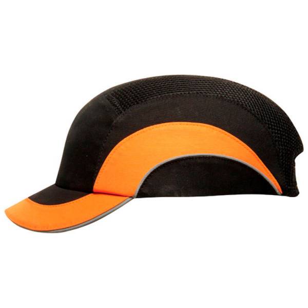 Gorra JSP antigolpes negra y naranja EN812