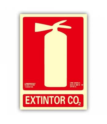 Señal de extinción tipo pictograma: Extintor de Co2 (21x30cm)