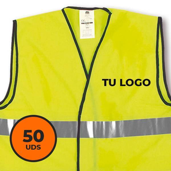 Pack de 50 chalecos reflectantes de alta visibilidad con tu logo