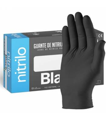 Caja de 100 uds. de guantes de nitrilo negro desechables